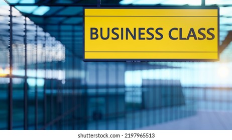 3d Rendering Of Airport Business Class Signboard At The Airport Terminal Illustration