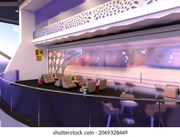 3D Rendering Of An Airport Lounge Interior