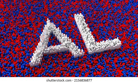 A 3d rendering of Alabama state abbreviation on red and blue background