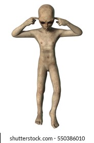 3D rendering of an alien isolated on white background