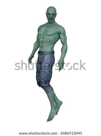 3D rendering of an alien.  Not AI-generated material
