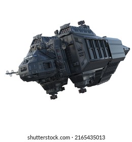 3D rendering of an alien spaceship on white background.