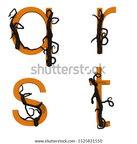 3d rendering of alphabet decorated with tree branch [[stock_photo]] © 