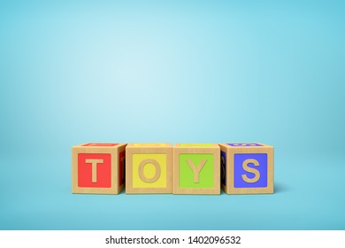 3d rendering of alphabet toy blocks on blue background. Digital art. Children playtime. Toys and games.