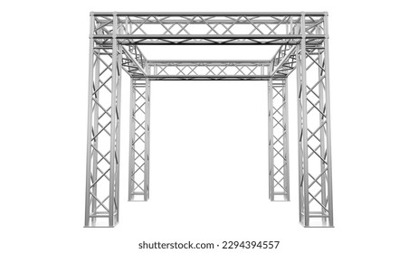 3d rendering of Aluminium truss construction for event business isolated on white background 