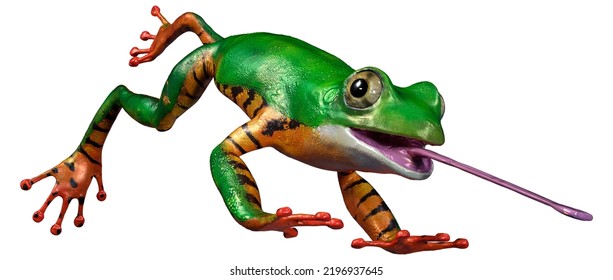 3D rendering of an Amazon tree frog isolated on white background