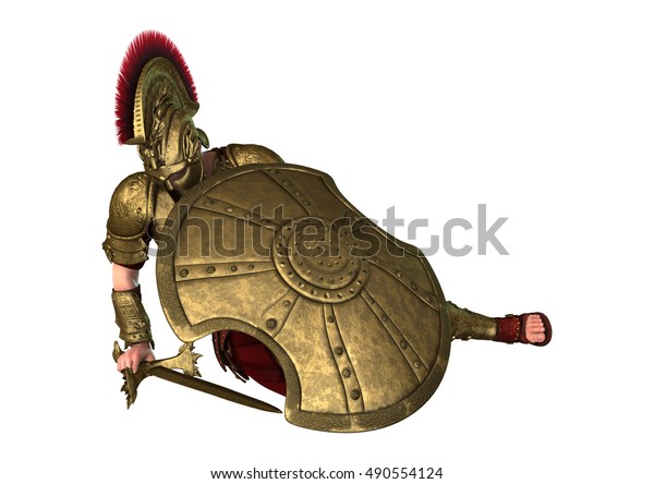 3D rendering of an ancient Greek soldier isolated on white background