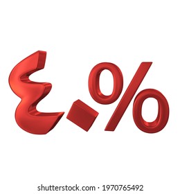 3d rendering of Arabic percentage symbol 40% in red metalic color. usually use in flash sale or discount