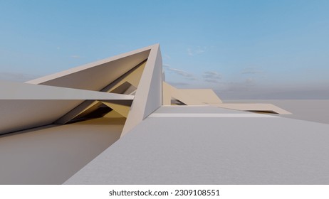 3d rendering architecture background building geometric shape