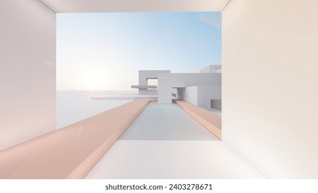 3d rendering architecture background building geometric shape