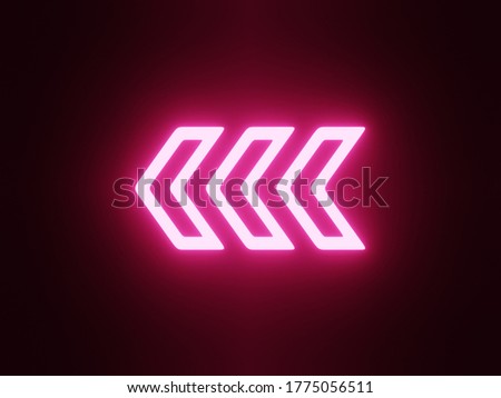3d rendering arrow to the left, red glowing neon. Pop art motion animation.