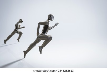 3d rendering artificial intelligence cyborg or robot run