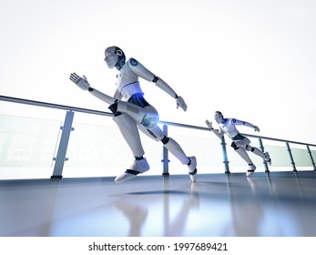3d rendering artificial intelligence robot or cyborg in competition