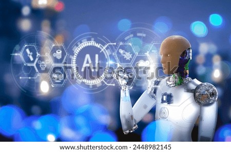 3d rendering artificial skin or human-like skin ai robot with digital graphic display