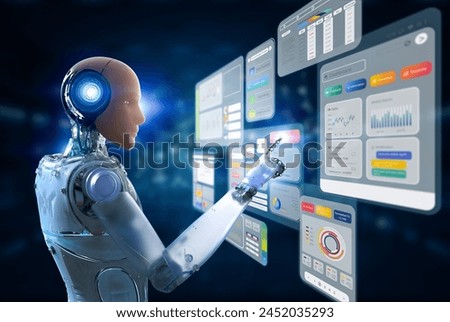 3d rendering artificial skin or human-like skin ai robot with digital graphic display