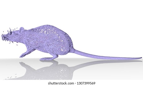 3d rendering of an artistic animal with reflection isolated on white background