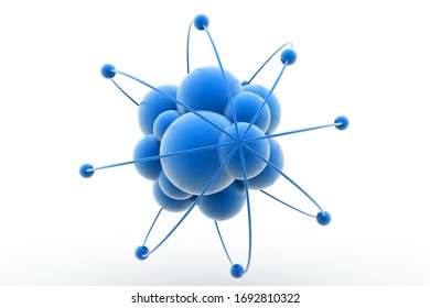 3d Rendering Of Atom In White Background 