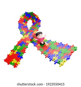 3d rendering autism awareness with boy character  - Powered by Shutterstock