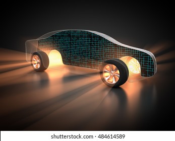 3d rendering: automotive engineering with beam of light
