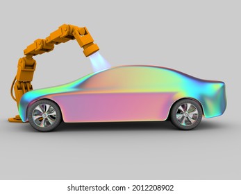 3D Rendering: Automotive Paint In Iridescent Color