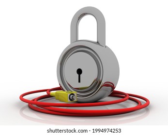 3d rendering aux cable with wifi lock