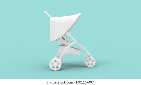 3d Rendering Of A Baby Stroller Push Cart Isolated In Studio Background