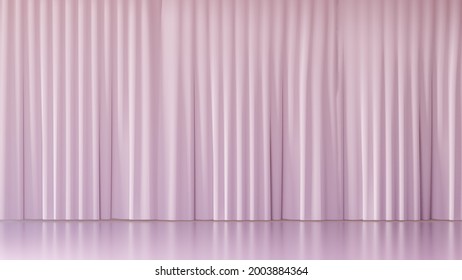 3D rendering background. Blank stage lite pink curtain wall. Image for presentation.
