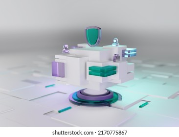 3d rendering, Background for a presentation on the theme of digital technology. Access and security