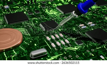 3D Rendering Background of Soldering on the PCB