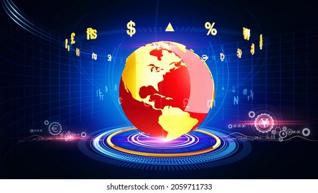 3D Rendering Background World Currency Globe Concept
Moving Globe With Rotating 3d Currency Icons