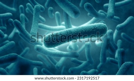 3D rendering, Bacteria seen under a scanning microscope.