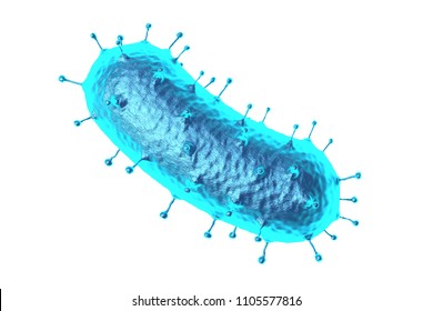 3d rendering bacteria or virus in blue on white background for medical uses, isolated one