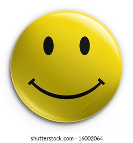 3d Rendering Of A Badge With A Happy Smiley