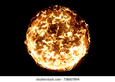 3D rendering, ball of flame fire in black background, dangerous flame concept