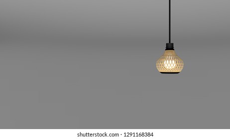 
3D Rendering Bamboo Lampshade Isolated With Light