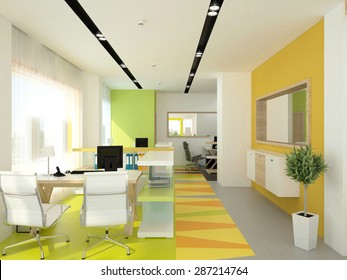 3d Rendering Of A Bank Office Interior Design