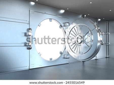3d rendering bank vault opened with deposit boxes inside