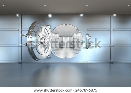 3d rendering bank vault opened with deposit boxes inside