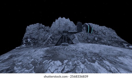3D rendering of the base under attack