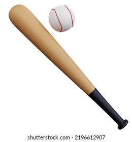 3d rendering baseball bat with ball isolated