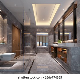 3D rendering of a Bathroom interior.