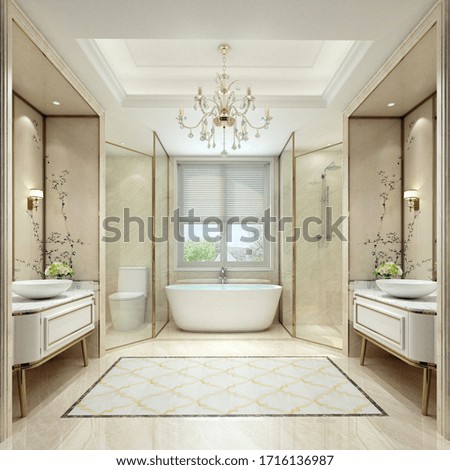 3D rendering of a Bathroom interior.