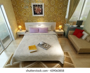 3d rendering bed room 