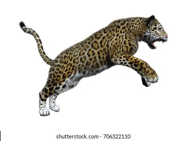 3D Rendering Of A Big Cat Jaguar Isolated On White Background