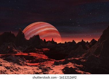 3D Rendering Of Big Hot Exoplanet 