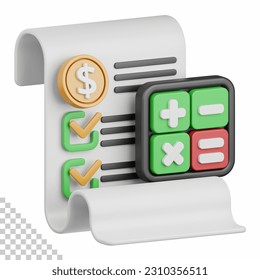 3d rendering bill isolated useful for business, payment, money and transaction design element