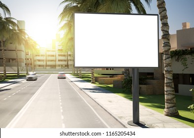 3d Rendering Billboard Mockup On Street