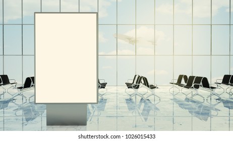 3d Rendering Of Billboard On Airport Lounge