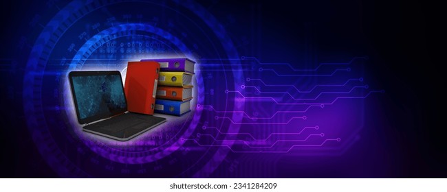 3d rendering Binder with laptop
