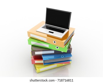 3d rendering Binder with laptop